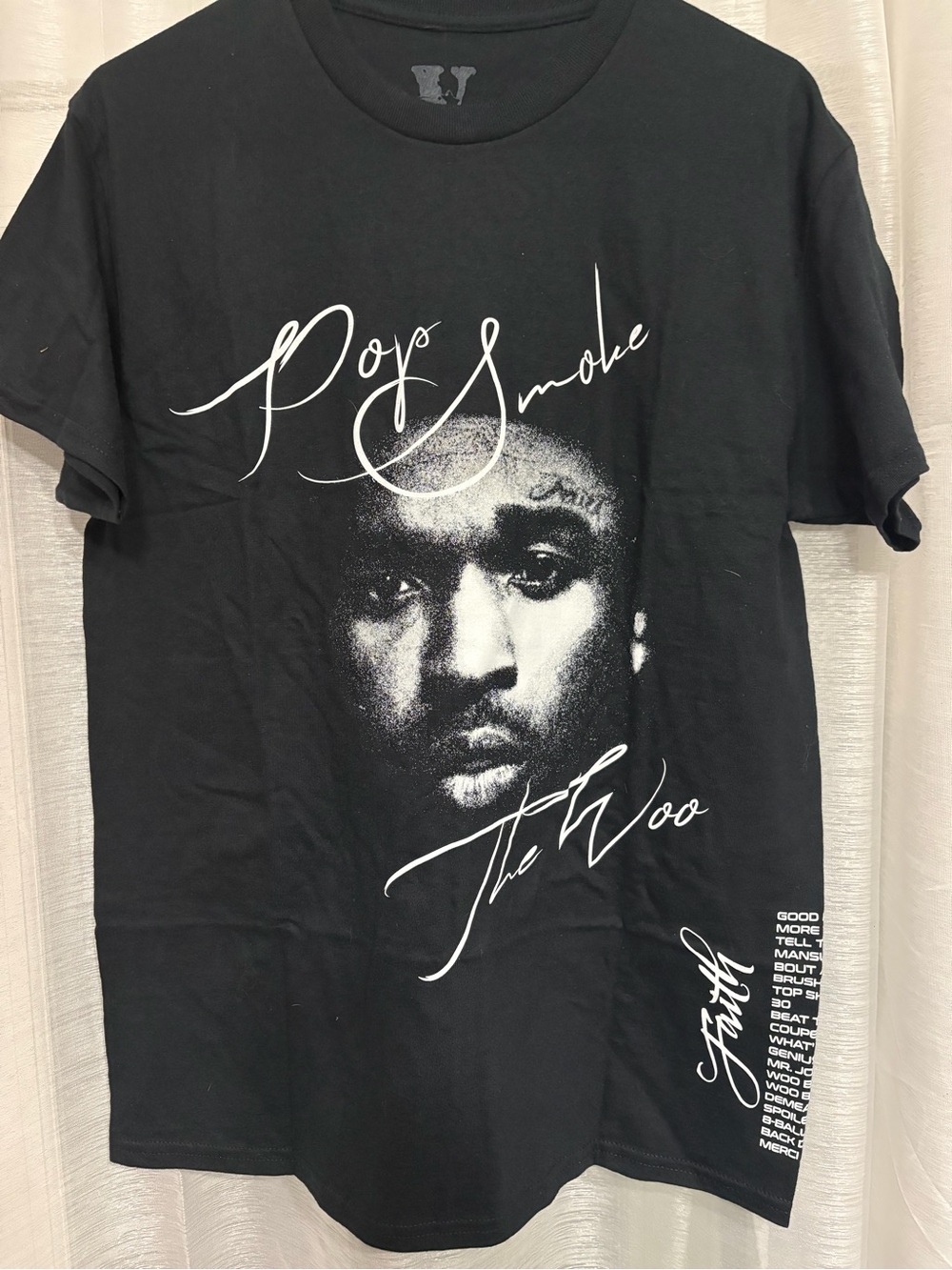 VLONE Black Pop Smoke Portrait Graphic Tee
